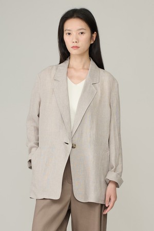 [26SU] 린넨 체크자켓 - M BEIGE A6M4J12272