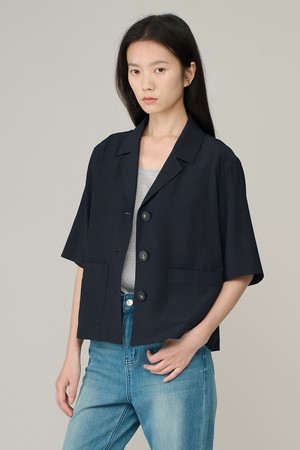 [26SU] 쓰리버튼 하프슬리브 자켓 - DARK NAVY A6M5J13556