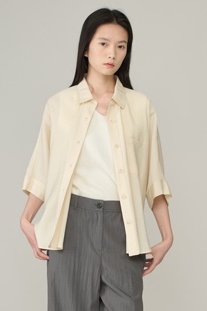 [26SU] 돌먼 오버핏 블라우스 - LIGHT YELLOW A6M5B48331