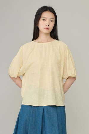[26SU] 자가드 벌룬 블라우스 - LIGHT YELLOW A6M5B45331