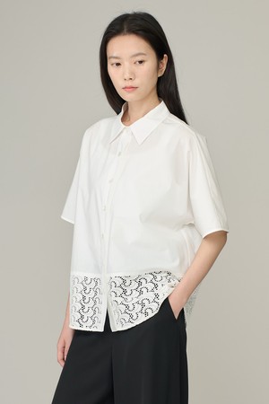 [26SU] 아일렛 포인트 돌먼 셔츠 - WHITE A6M5B45210