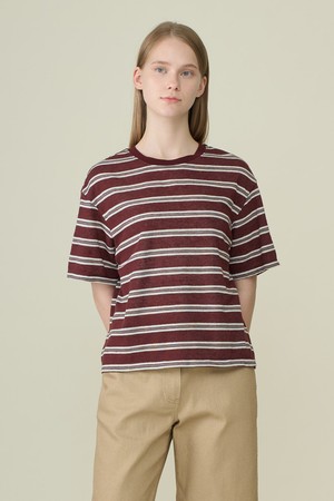 [26SU] 루즈핏 반팔 티셔츠 - BURGUNDY B6B5X44165