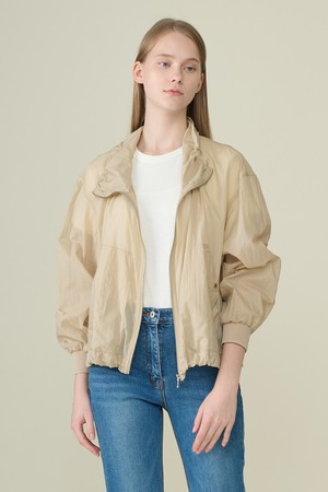 [26SU] 하이넥 스트링 크롭 점퍼  - M BEIGE B6B5R14972