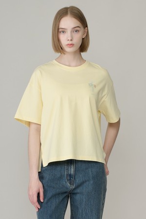 [26FA] 화병 프린팅 티셔츠 - LIGHT YELLOW A6F7X40831