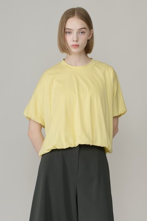 [26FA] 볼륨 셔링 티셔츠 - LIGHT YELLOW A6F7X40731