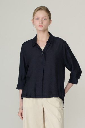 [26FA] 카라 스트링 블라우스 - NAVY B6C7B47455