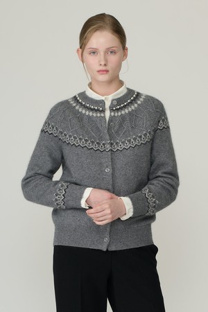 [26WT] 페어아일 버튼업 니트가디건 - MULTI M GRAY B6DAK11697