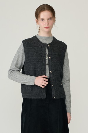 [26FA] 글리터 헤어리 오픈 베스트 - CHARCOAL GRAY B6D9K50798
