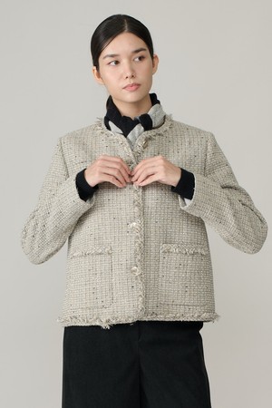 [26WT] 트위드 크롭자켓 - LIGHT GRAY A6W9J10515