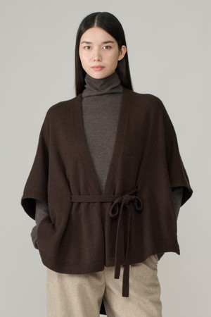 [26WT] 울 블렌드 판초 홀가먼트 가디건 - DARK BROWN A6WAK11275
