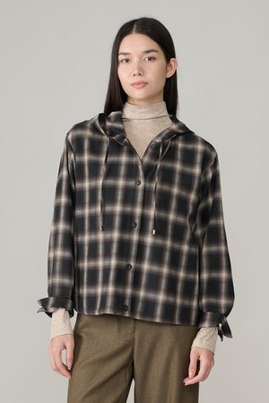 [26WT] 체크 후디 블라우스 - CHARCOAL GRAY A6W9B40998