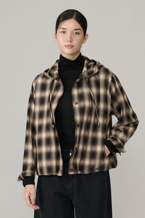 [26WT] 체크 후디 블라우스 - DARK BEIGE A6W9B40973