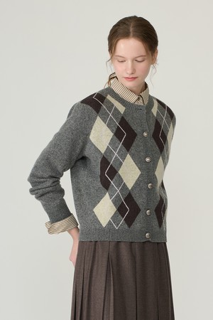 [26FA] 아가일 라운드넥 가디건 - MULTI M GRAY B6DAK11297
