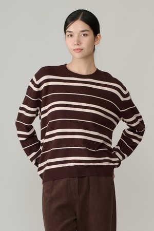 [26WT] 스트라이프 텍스처 라운드 풀오버 - BROWN A6W9K40374