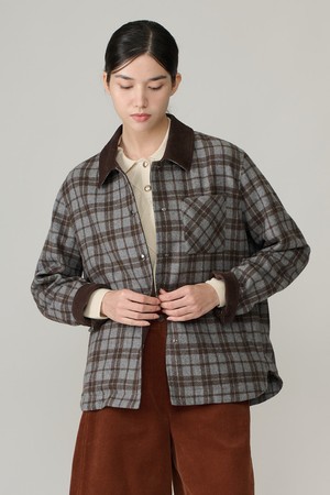 [26WT] 코듀로이배색 체크 블라우스 - MULTI M GRAY A6W9B40197