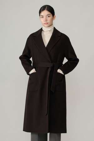 [26WT] A라인 벨티드코트 - DARK BROWN A6WBH83175