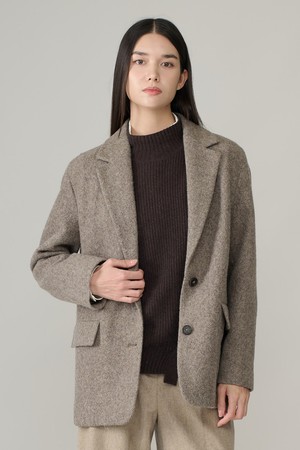 [26WT] 알파카 혼방 테일러드 자켓 - DARK BEIGE A6WAJ12673