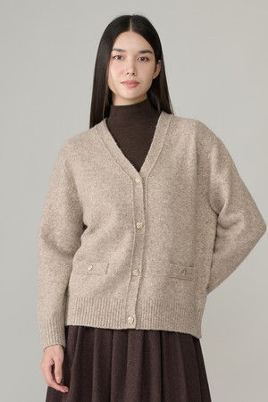 [26WT] 알파카 블렌드 헤어리 가디건 - M BEIGE A6WAK11172