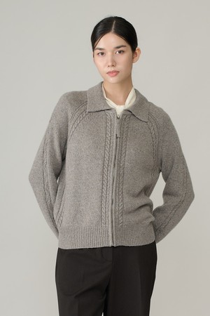 [26WT] 로프 래글런 카라넥 집업 가디건 - M BEIGE A6WAK11572