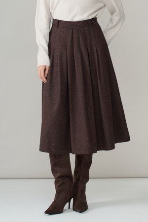 [26WT] 맞주름 스티치 스커트 - DARK BROWN A6WAS21175