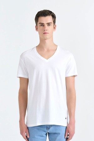 수피마 코튼 브이넥 티셔츠 3팩 세트 (화이트) (BBAUMM1859AES)