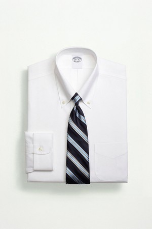 레귤러핏 논아이론 핀포인트 폴로버튼다운 드레스셔츠 (화이트) (BBTSMM9370A)