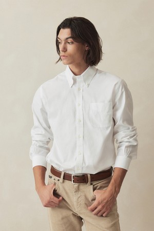 슬림핏 논아이론 핀포인트 폴로버튼다운 드레스셔츠 (화이트) (BBTSMM9385A)