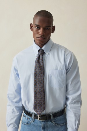 레귤러핏 논아이론 핀포인트 폴로버튼다운 드레스셔츠 (라이트블루) (BBTSMM9369L)