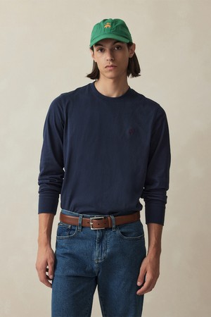 코튼 골든플리스 로고 티셔츠 (네이비) (BBNPMF9430Q)