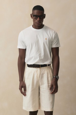 코튼 골든플리스 로고 티셔츠 (화이트) (BBNPMF8037A)