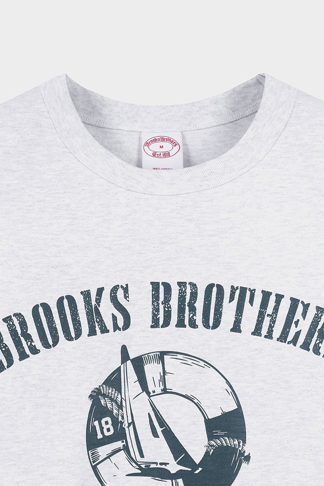 Brooks Brothers - 반팔티셔츠 - 레터링 그래픽 반팔 티셔츠 (그레이) (BBNPMB202AWFM)