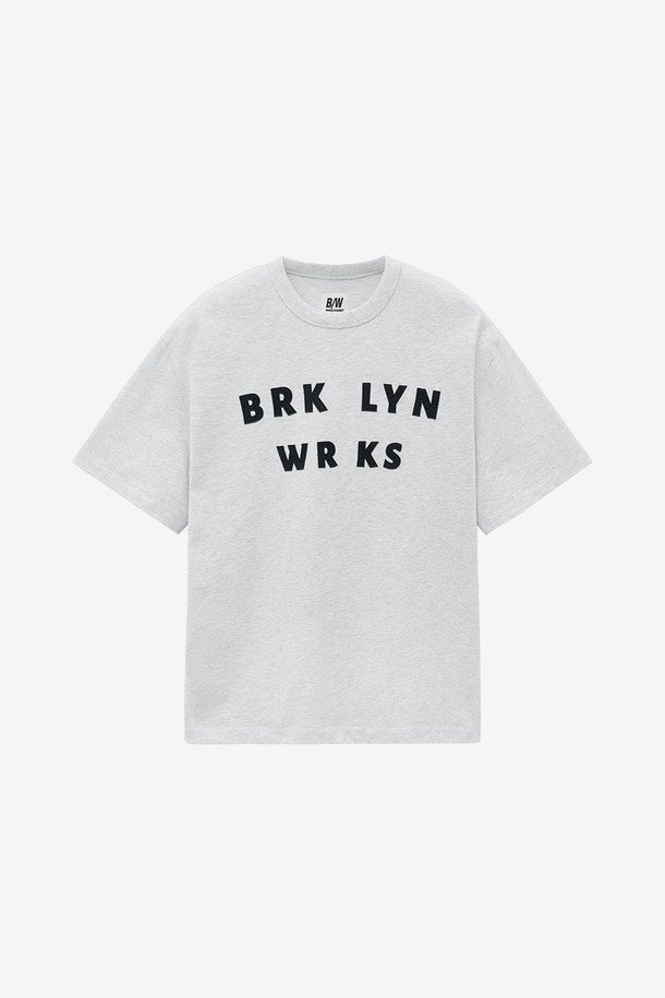 BROOKLYN WORKS - 티셔츠 - 레터링 패치 티셔츠_라이트그레이