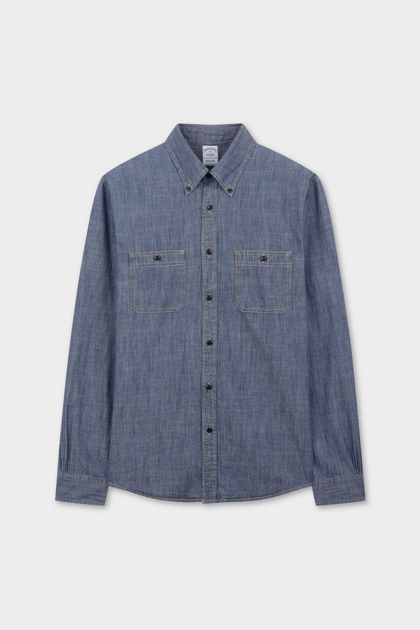 남성용 샴브레이 워크셔츠 (인디고)입니다. 데님 소재의 레귤러핏 긴소매 셔츠로, 봄, 가을에 착용하기 좋습니다. 차이나칼라와 포켓 디테일이 돋보이며, 워크웨어 스타일과 베이직한 디자인으로 캐주얼하고 클래식한 분위기를 연출합니다. 출근룩과 데이트룩에 모두 잘 어울리는 활용도 높은 아이템입니다.
