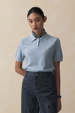 [여성] 코튼 폴로 반팔 스웨터 (블루) (BBWTWB202AMFM)