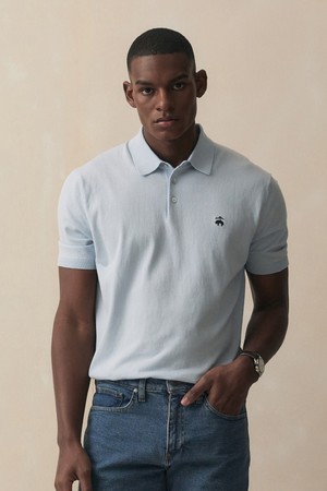 코튼 폴로 반팔 스웨터 (라이트블루) (BBWTMB202ALFM)