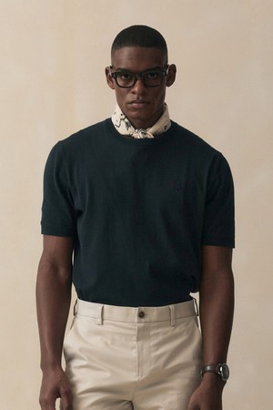코튼 크루넥 반팔 스웨터 (다크그린) (BBWRMB201AJFM)