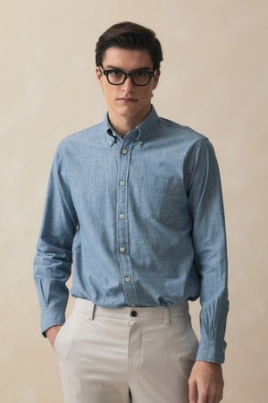 코튼 샴브레이 셔츠 (라이트인디고) (BBTHMM2533NFS)