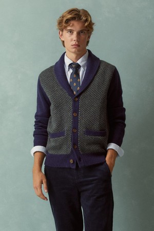 울 헤링본 숄 가디건 (멀티) (BBWCMFF401)