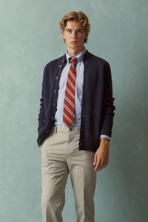 코튼 립 모크넥 가디건 (네이비) (BBWCMMF401)