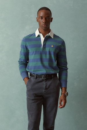 스트라이프 럭비 셔츠 (그린) (BBNTMFF301)