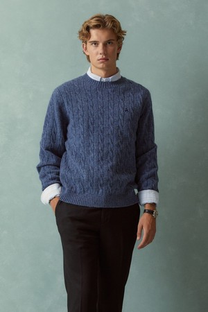 [Online Exclusive] 셔틀랜드 케이블 풀오버 (블루) (BBWRMOF410)