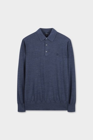 메리노울 로고 폴로 스웨터 (인디고) (BBWTMNF301)