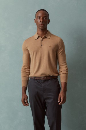 메리노울 로고 폴로 스웨터 (베이지) (BBWTMNF301)