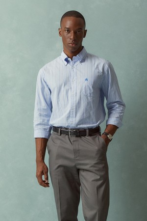 프라이데이 포플린 패턴 스트라이프 셔츠 (블루) (BBTHMFF304)