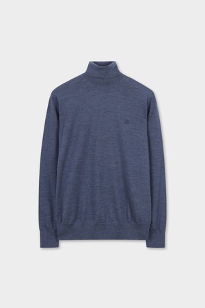 메리노울 로고 터틀넥 스웨터 (인디고) (BBWUMNF301)
