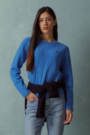 [여성] 울 케이블 스웨터 (블루) (BBWRWBF401)