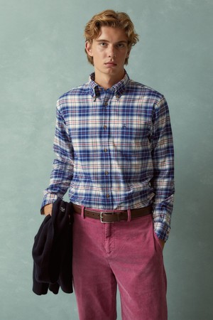 플란넬 체크 셔츠 (아이보리) (BBTHMFF401)