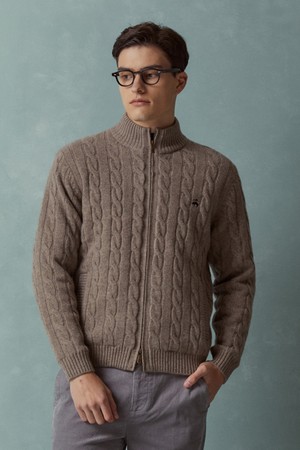 케이블 집업 스웨터 (베이지) (BBWCMBF406)