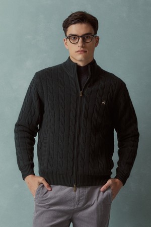 케이블 집업 스웨터 (다크그린) (BBWCMBF406)