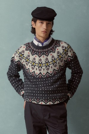 울 노르딕 크루넥 스웨터 (멀티) (BBWRMMF404)